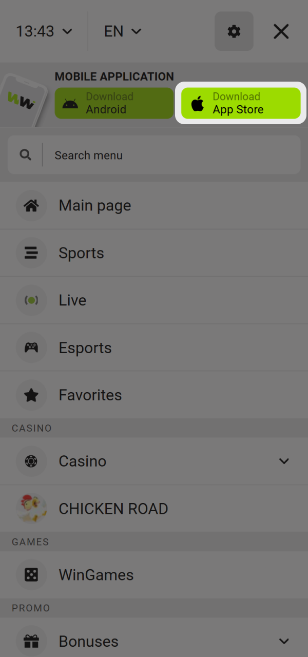 Click download for iOS in the WinWIn apps section.