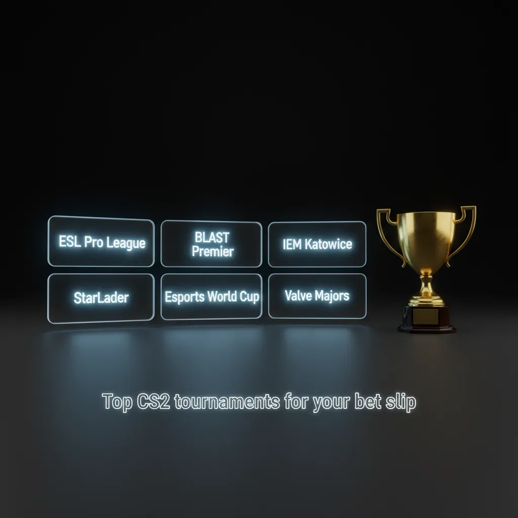 Top CS2 tournaments for betting: ESL Pro League, BLAST Premier, IEM Katowice, IEM Cologne, Majors, EWC, StarLadder.